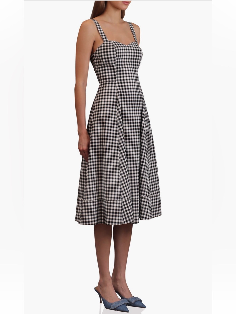 Bailey 44 Black and White Gingham Checkered Midi Dress Size 8 NWOT - Picture 6 of 14